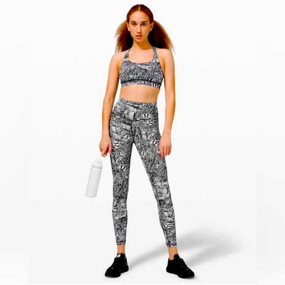 Lululemon Wunder Train High-Rise Tight 25" in Tear It Up Alpine White Black - Picture 3 of 6